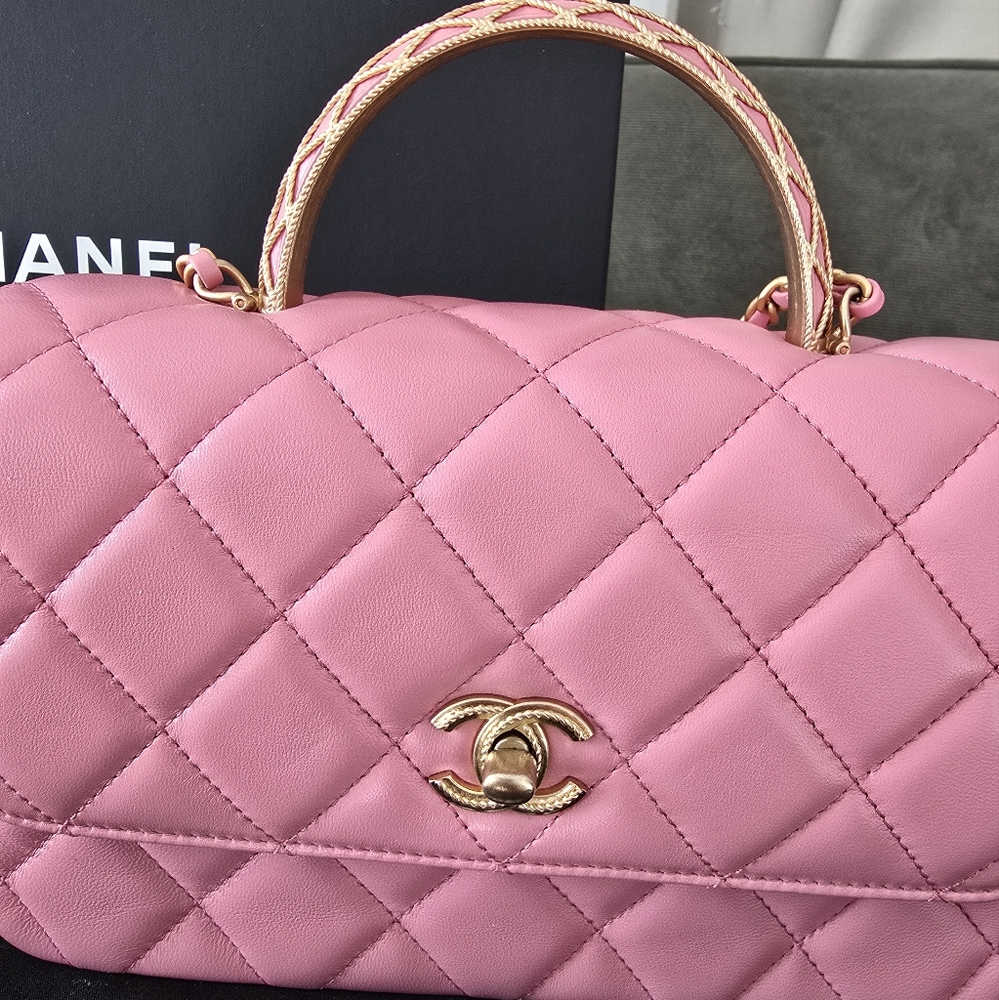 Brand new Chanel pink bag with handle and cross body chain